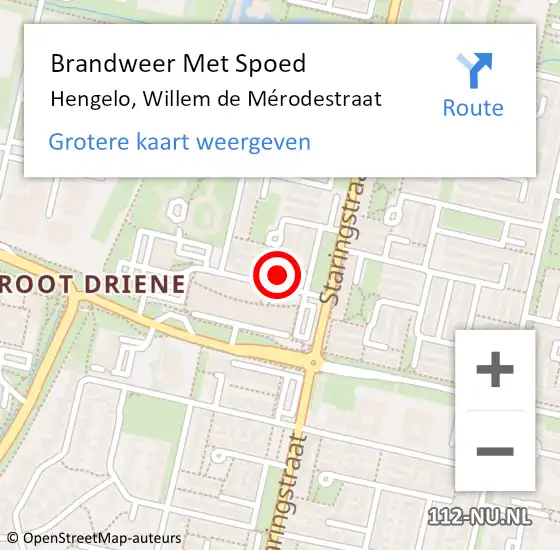 Locatie op kaart van de 112 melding: Brandweer Met Spoed Naar Hengelo, Willem de Mérodestraat op 17 april 2024 12:39