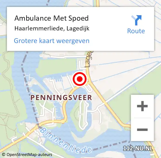 Locatie op kaart van de 112 melding: Ambulance Met Spoed Naar Haarlemmerliede, Lagedijk op 17 april 2024 12:42