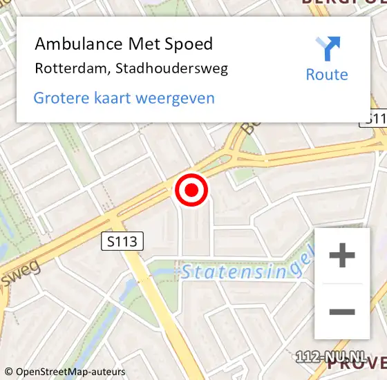 Locatie op kaart van de 112 melding: Ambulance Met Spoed Naar Rotterdam, Stadhoudersweg op 17 april 2024 12:47