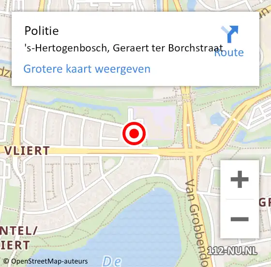 Locatie op kaart van de 112 melding: Politie 's-Hertogenbosch, Geraert ter Borchstraat op 17 april 2024 12:56