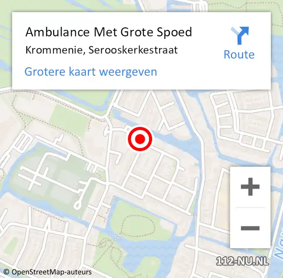 Locatie op kaart van de 112 melding: Ambulance Met Grote Spoed Naar Krommenie, Serooskerkestraat op 17 april 2024 13:08
