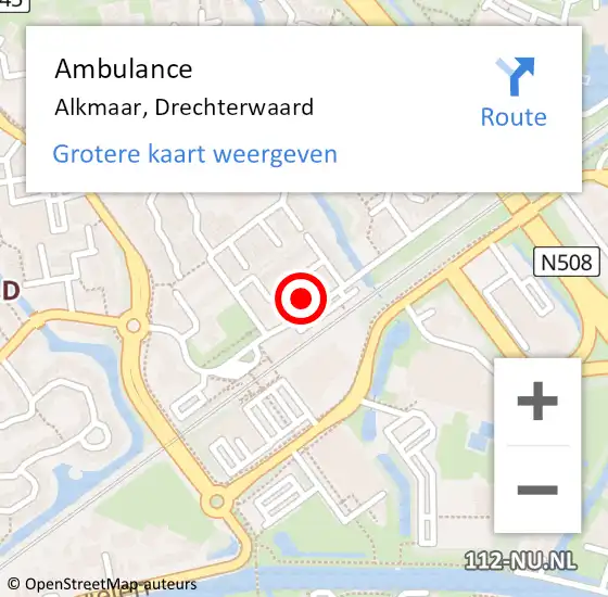 Locatie op kaart van de 112 melding: Ambulance Alkmaar, Drechterwaard op 17 april 2024 13:14