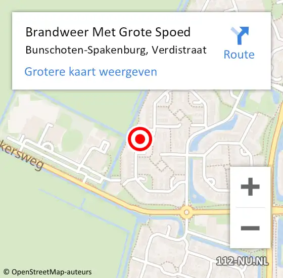 Locatie op kaart van de 112 melding: Brandweer Met Grote Spoed Naar Bunschoten-Spakenburg, Verdistraat op 17 april 2024 13:19