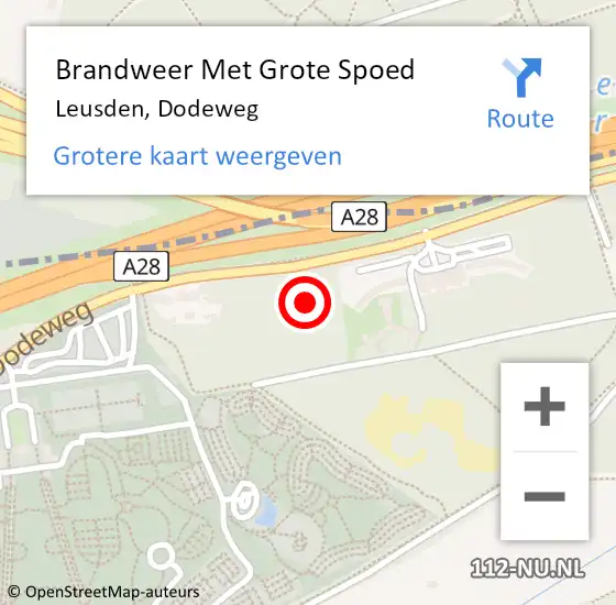 Locatie op kaart van de 112 melding: Brandweer Met Grote Spoed Naar Leusden, Dodeweg op 17 april 2024 13:20
