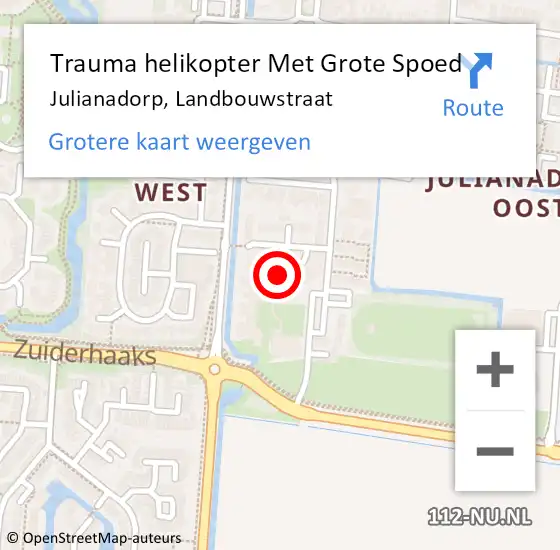 Locatie op kaart van de 112 melding: Trauma helikopter Met Grote Spoed Naar Julianadorp, Landbouwstraat op 17 april 2024 13:29