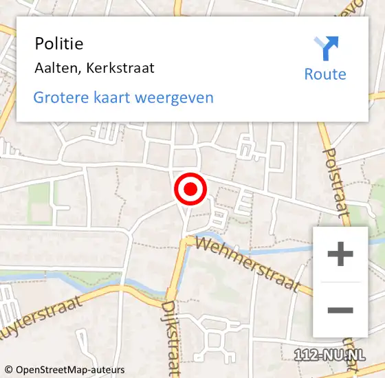 Locatie op kaart van de 112 melding: Politie Aalten, Kerkstraat op 17 april 2024 13:30