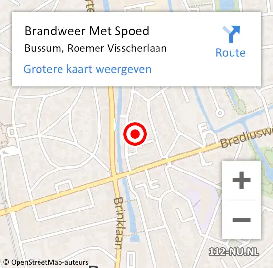 Locatie op kaart van de 112 melding: Brandweer Met Spoed Naar Bussum, Roemer Visscherlaan op 17 april 2024 13:35