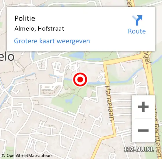 Locatie op kaart van de 112 melding: Politie Almelo, Hofstraat op 17 april 2024 13:40
