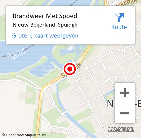 Locatie op kaart van de 112 melding: Brandweer Met Spoed Naar Nieuw-Beijerland, Spuidijk op 17 april 2024 13:41