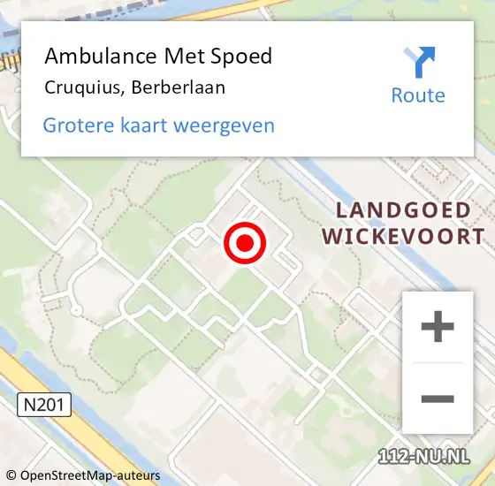 Locatie op kaart van de 112 melding: Ambulance Met Spoed Naar Cruquius, Berberlaan op 17 april 2024 13:47