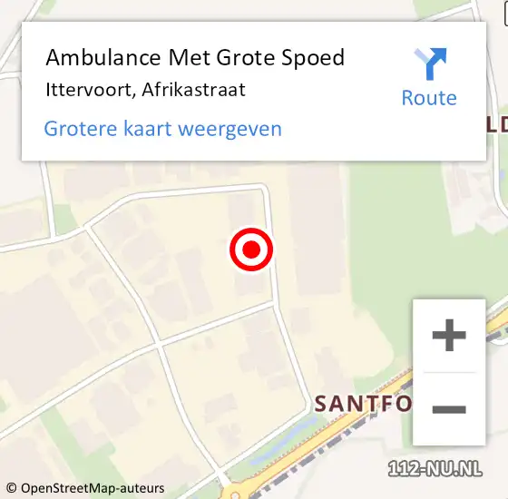 Locatie op kaart van de 112 melding: Ambulance Met Grote Spoed Naar Ittervoort, Afrikastraat op 17 april 2024 13:53