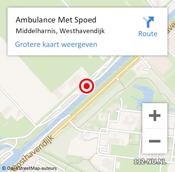 Locatie op kaart van de 112 melding: Ambulance Met Spoed Naar Middelharnis, Westhavendijk op 17 april 2024 13:56