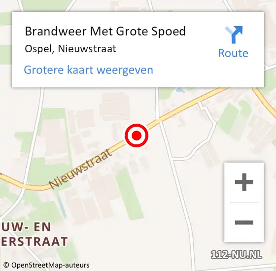 Locatie op kaart van de 112 melding: Brandweer Met Grote Spoed Naar Ospel, Nieuwstraat op 17 april 2024 14:05