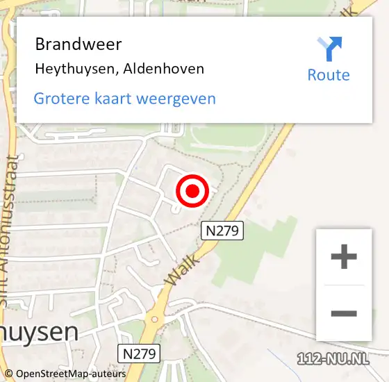 Locatie op kaart van de 112 melding: Brandweer Heythuysen, Aldenhoven op 17 april 2024 14:08