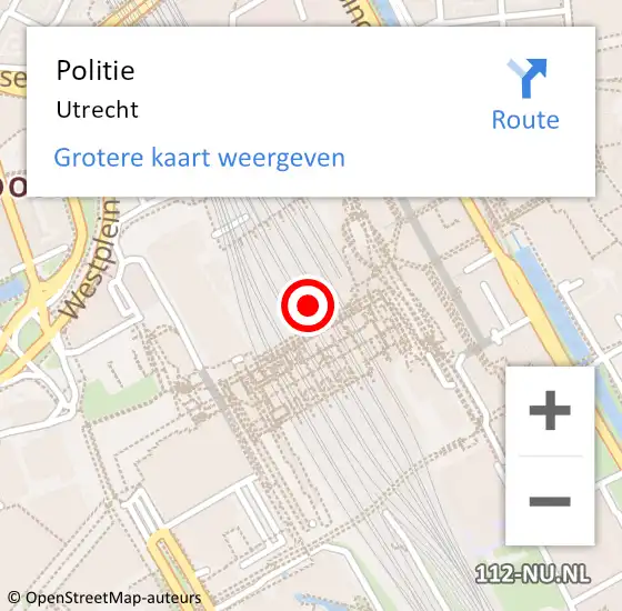 Locatie op kaart van de 112 melding: Politie Utrecht op 17 april 2024 14:12