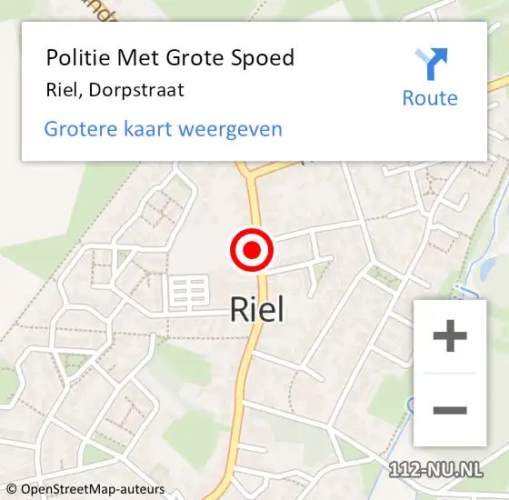 Locatie op kaart van de 112 melding: Politie Met Grote Spoed Naar Riel, Dorpstraat op 17 april 2024 14:19