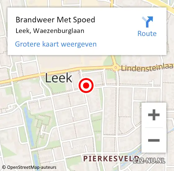 Locatie op kaart van de 112 melding: Brandweer Met Spoed Naar Leek, Waezenburglaan op 17 april 2024 14:27