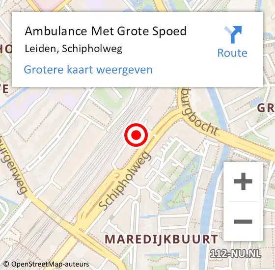 Locatie op kaart van de 112 melding: Ambulance Met Grote Spoed Naar Leiden, Schipholweg op 17 april 2024 14:31