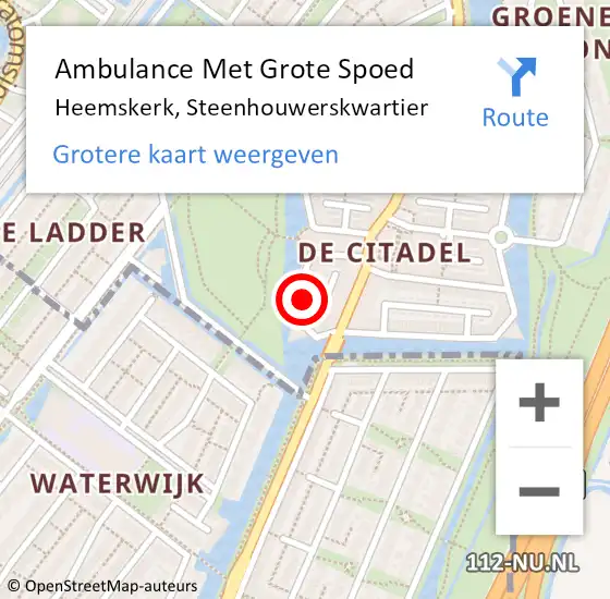 Locatie op kaart van de 112 melding: Ambulance Met Grote Spoed Naar Heemskerk, Steenhouwerskwartier op 17 april 2024 14:33