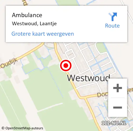 Locatie op kaart van de 112 melding: Ambulance Westwoud, Laantje op 17 april 2024 14:50