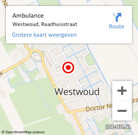 Locatie op kaart van de 112 melding: Ambulance Westwoud, Raadhuisstraat op 17 april 2024 15:00