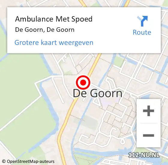 Locatie op kaart van de 112 melding: Ambulance Met Spoed Naar De Goorn, De Goorn op 17 april 2024 15:07