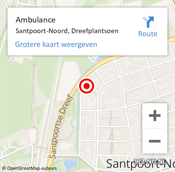 Locatie op kaart van de 112 melding: Ambulance Santpoort-Noord, Dreefplantsoen op 17 april 2024 15:12