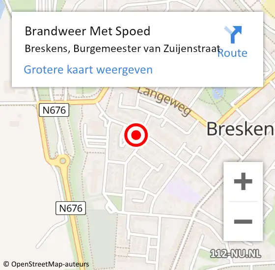 Locatie op kaart van de 112 melding: Brandweer Met Spoed Naar Breskens, Burgemeester van Zuijenstraat op 17 april 2024 15:12