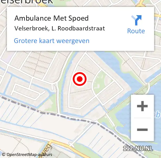 Locatie op kaart van de 112 melding: Ambulance Met Spoed Naar Velserbroek, L. Roodbaardstraat op 17 april 2024 15:16