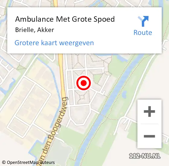 Locatie op kaart van de 112 melding: Ambulance Met Grote Spoed Naar Brielle, Akker op 17 april 2024 15:25