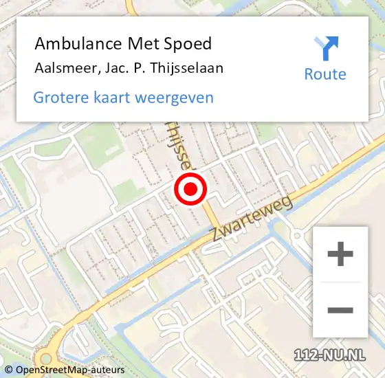 Locatie op kaart van de 112 melding: Ambulance Met Spoed Naar Aalsmeer, Jac. P. Thijsselaan op 17 april 2024 15:32
