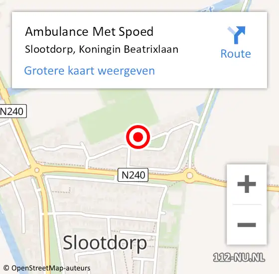 Locatie op kaart van de 112 melding: Ambulance Met Spoed Naar Slootdorp, Koningin Beatrixlaan op 17 april 2024 15:40