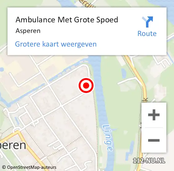 Locatie op kaart van de 112 melding: Ambulance Met Grote Spoed Naar Asperen op 17 april 2024 15:42