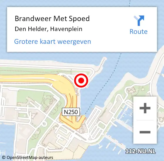 Locatie op kaart van de 112 melding: Brandweer Met Spoed Naar Den Helder, Havenplein op 17 april 2024 15:44