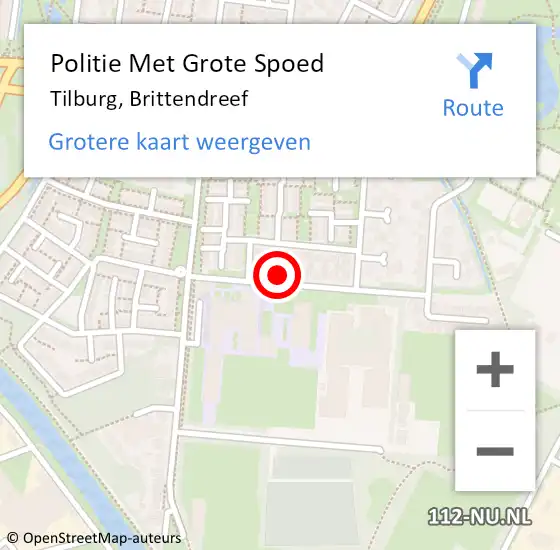 Locatie op kaart van de 112 melding: Politie Met Grote Spoed Naar Tilburg, Brittendreef op 17 april 2024 15:49