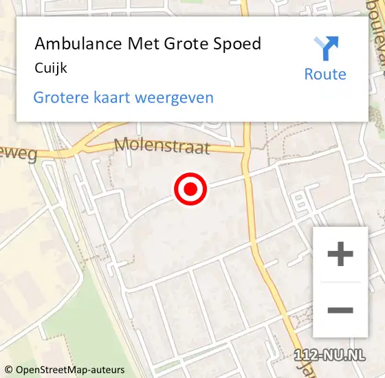 Locatie op kaart van de 112 melding: Ambulance Met Grote Spoed Naar Cuijk op 17 april 2024 15:49