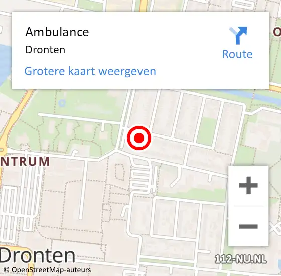 Locatie op kaart van de 112 melding: Ambulance Dronten op 17 april 2024 15:54
