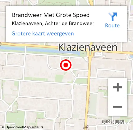 Locatie op kaart van de 112 melding: Brandweer Met Grote Spoed Naar Klazienaveen, Achter de Brandweer op 17 april 2024 16:12