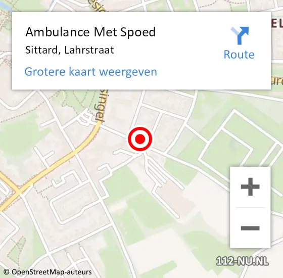 Locatie op kaart van de 112 melding: Ambulance Met Spoed Naar Sittard, Lahrstraat op 17 april 2024 16:15