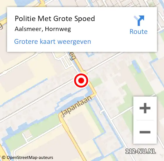 Locatie op kaart van de 112 melding: Politie Met Grote Spoed Naar Aalsmeer, Hornweg op 17 april 2024 16:19