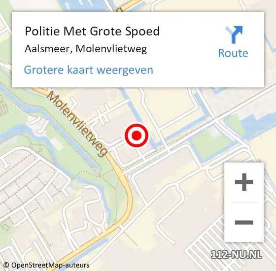 Locatie op kaart van de 112 melding: Politie Met Grote Spoed Naar Aalsmeer, Molenvlietweg op 17 april 2024 16:19