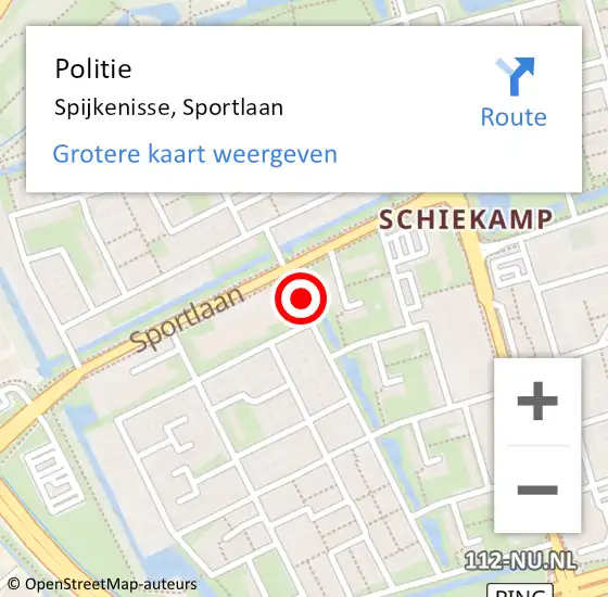 Locatie op kaart van de 112 melding: Politie Spijkenisse, Sportlaan op 17 april 2024 16:40