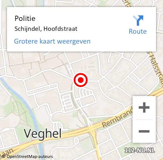 Locatie op kaart van de 112 melding: Politie Schijndel, Hoofdstraat op 17 april 2024 16:43