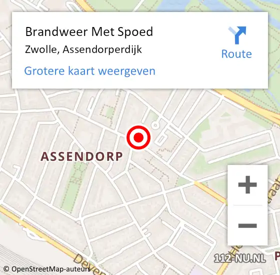 Locatie op kaart van de 112 melding: Brandweer Met Spoed Naar Zwolle, Assendorperdijk op 17 april 2024 16:43