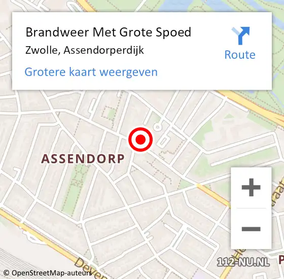 Locatie op kaart van de 112 melding: Brandweer Met Grote Spoed Naar Zwolle, Assendorperdijk op 17 april 2024 16:44