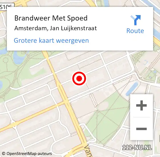 Locatie op kaart van de 112 melding: Brandweer Met Spoed Naar Amsterdam, Jan Luijkenstraat op 17 april 2024 16:48