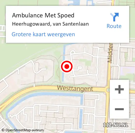 Locatie op kaart van de 112 melding: Ambulance Met Spoed Naar Heerhugowaard, van Santenlaan op 17 april 2024 16:51