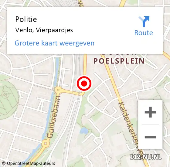 Locatie op kaart van de 112 melding: Politie Venlo, Vierpaardjes op 17 april 2024 16:55
