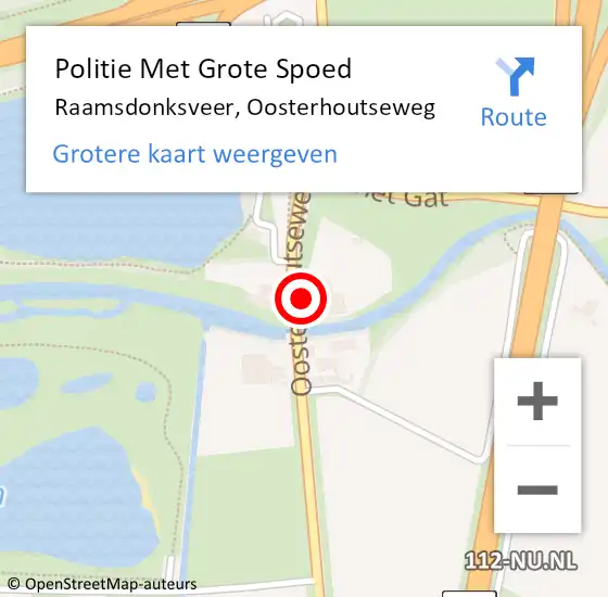 Locatie op kaart van de 112 melding: Politie Met Grote Spoed Naar Raamsdonksveer, Oosterhoutseweg op 17 april 2024 17:19