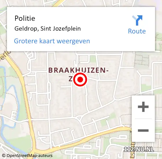 Locatie op kaart van de 112 melding: Politie Geldrop, Sint Jozefplein op 17 april 2024 17:24